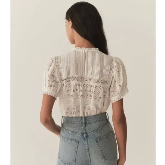 NWT Doen Adeline Eyelet Blouse Top salt size S - Picture 10 of 11